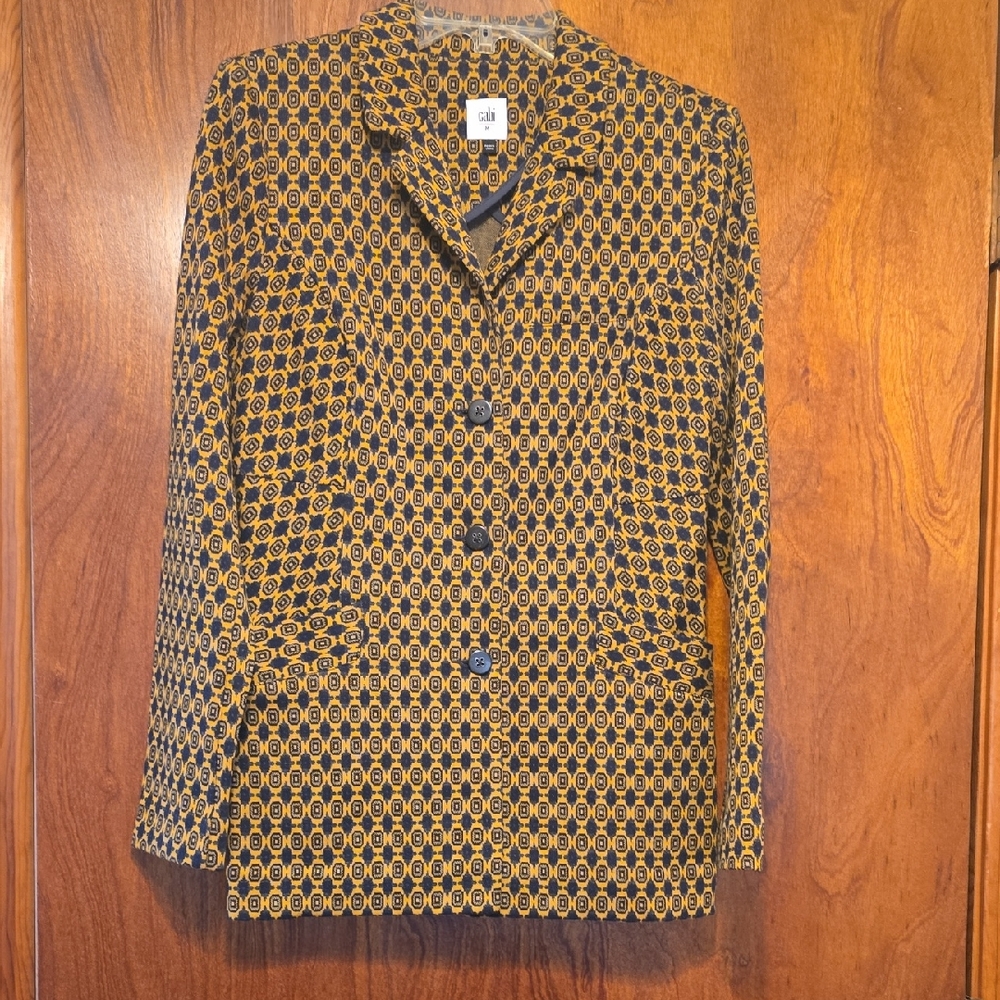 CAbi Black and Gold Geometric Blazer